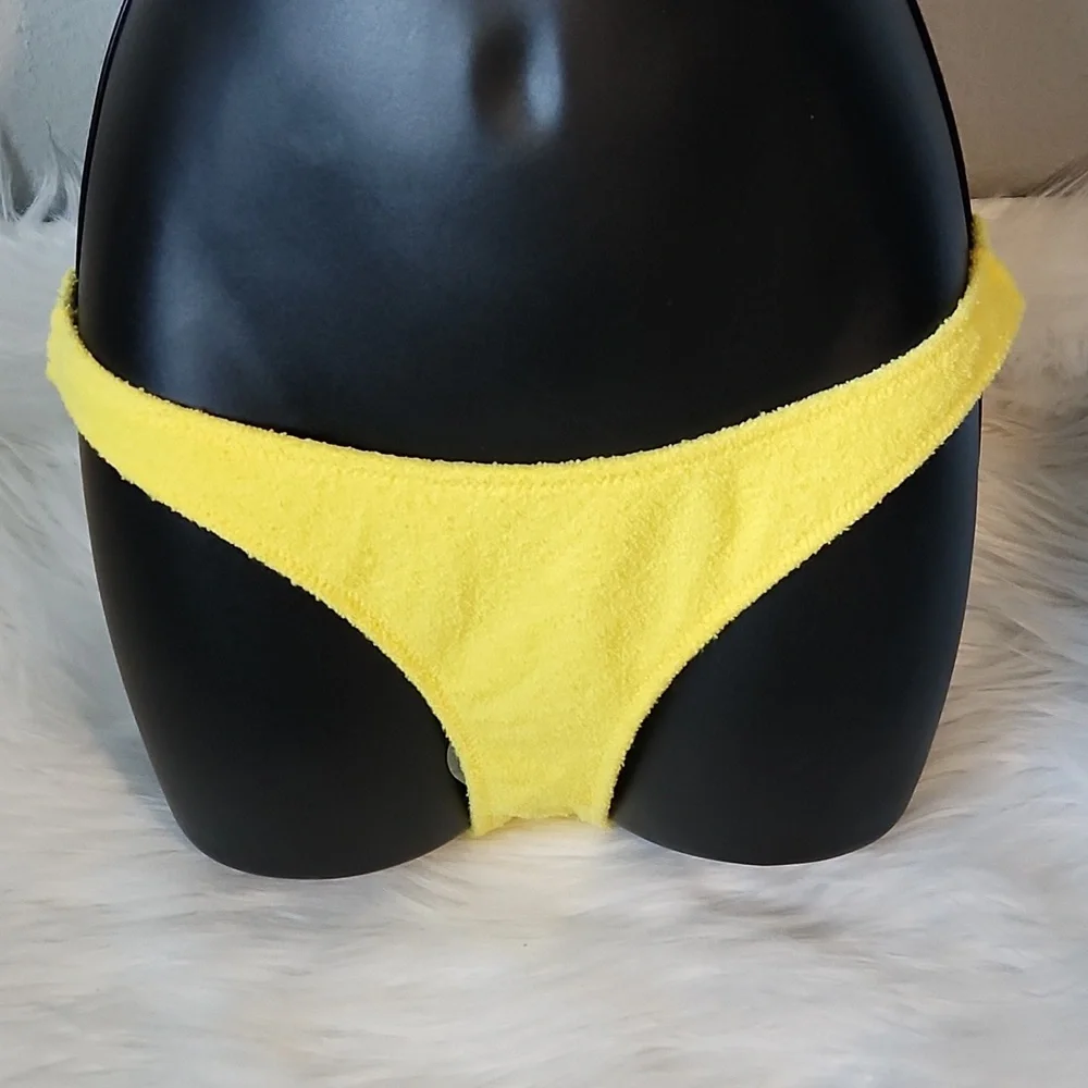 Yellow Terry cloth bathing suit bottom cheeky coverage - Picture 1 of 3